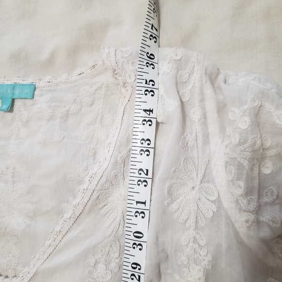 Melissa Odabash Embroidered White Long Sleeve V-Neck Sheath Dress Medium - Picture 10 of 10